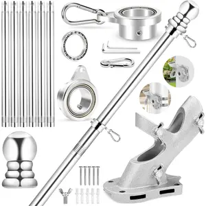 No Tangle Flag Pole Kit, 7 FT Stainless Steel Flagpole, 1" Porch Flagpole with 2-Position Bracket, 360? Anti-wrap Flag Pole Bearing Rings for Outside House Outdoor  for  Flags
