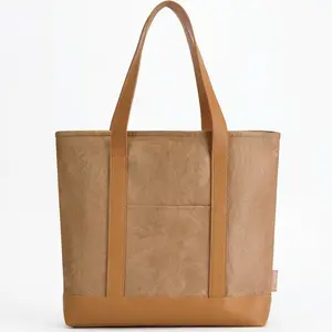 Women's large-capacity daily-use office plain-color water-resistant DuPont paper tote bag, suitable for both men and women popular brown bag  large capacity crossbody bag handbag tiktok