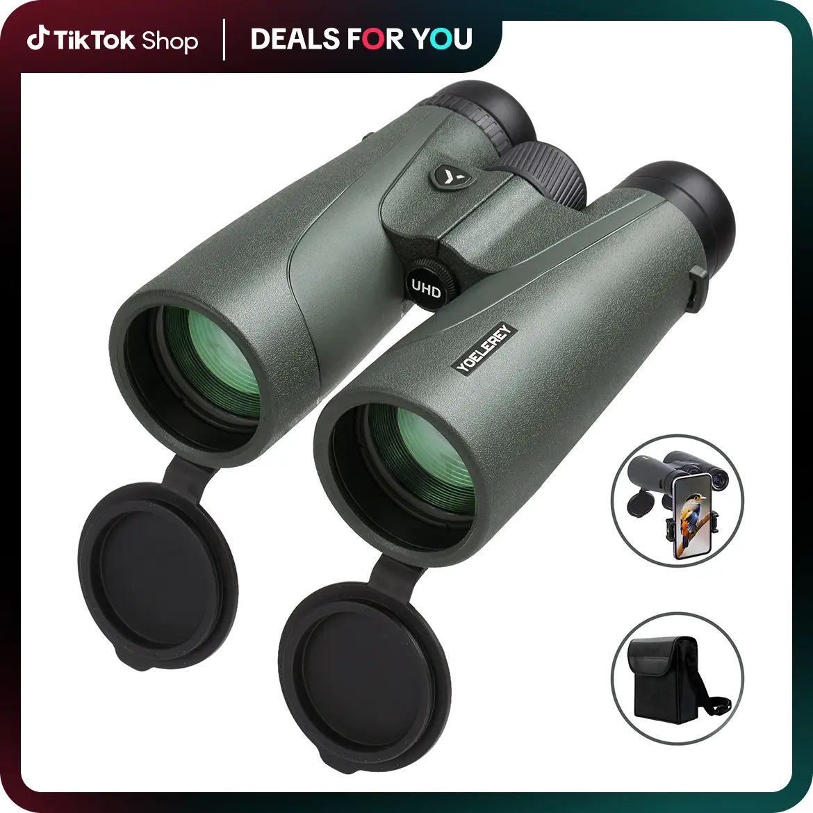 15x52 UHD Binoculars High Magnification, Bird Watching & Distant Details for Outdoor/Hunting Nature Lovers Telescopic Hiking Essentials Birdwatching