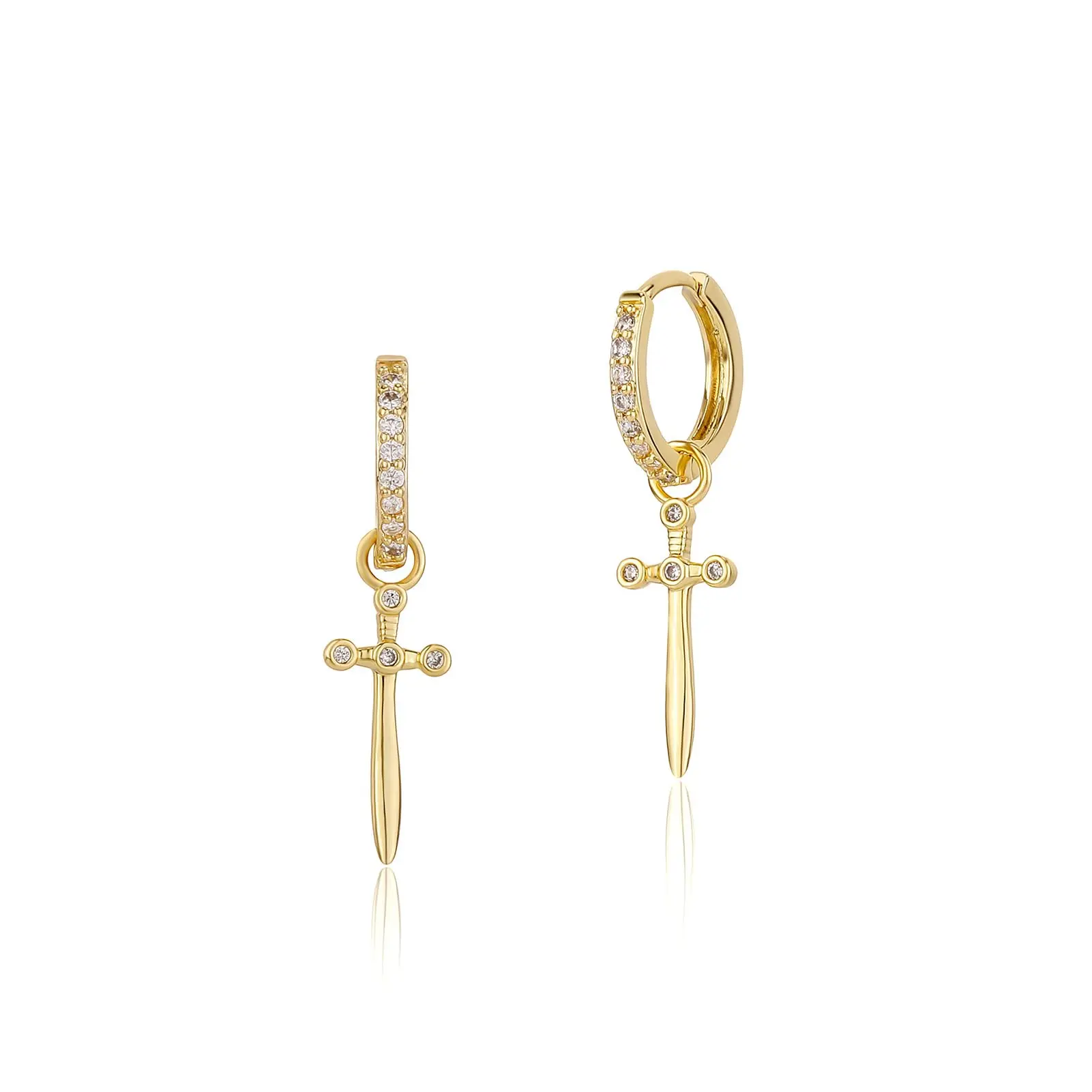 Dangle Earrings 5a+ Cubic Zirconia Vintage Small Hoop Dagger Cross Drop For Men Women
