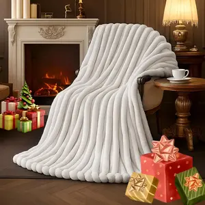 [Home Goods] Super Soft Imitation Fur Sofa Blanket | Luxury Striped Suede Thickened Blanket | Autumn and Winter Bedroom Sofa Warm Blanket | Family Holiday Season Warm Giftsliquid blanket