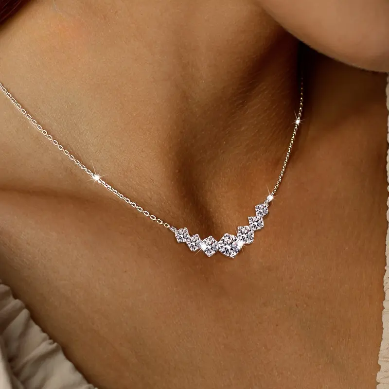 Women's New Elegant Princess Square Smile Shape Pendant Necklace - Classic Costume Fashion Jewelry Accessory, One-Piece