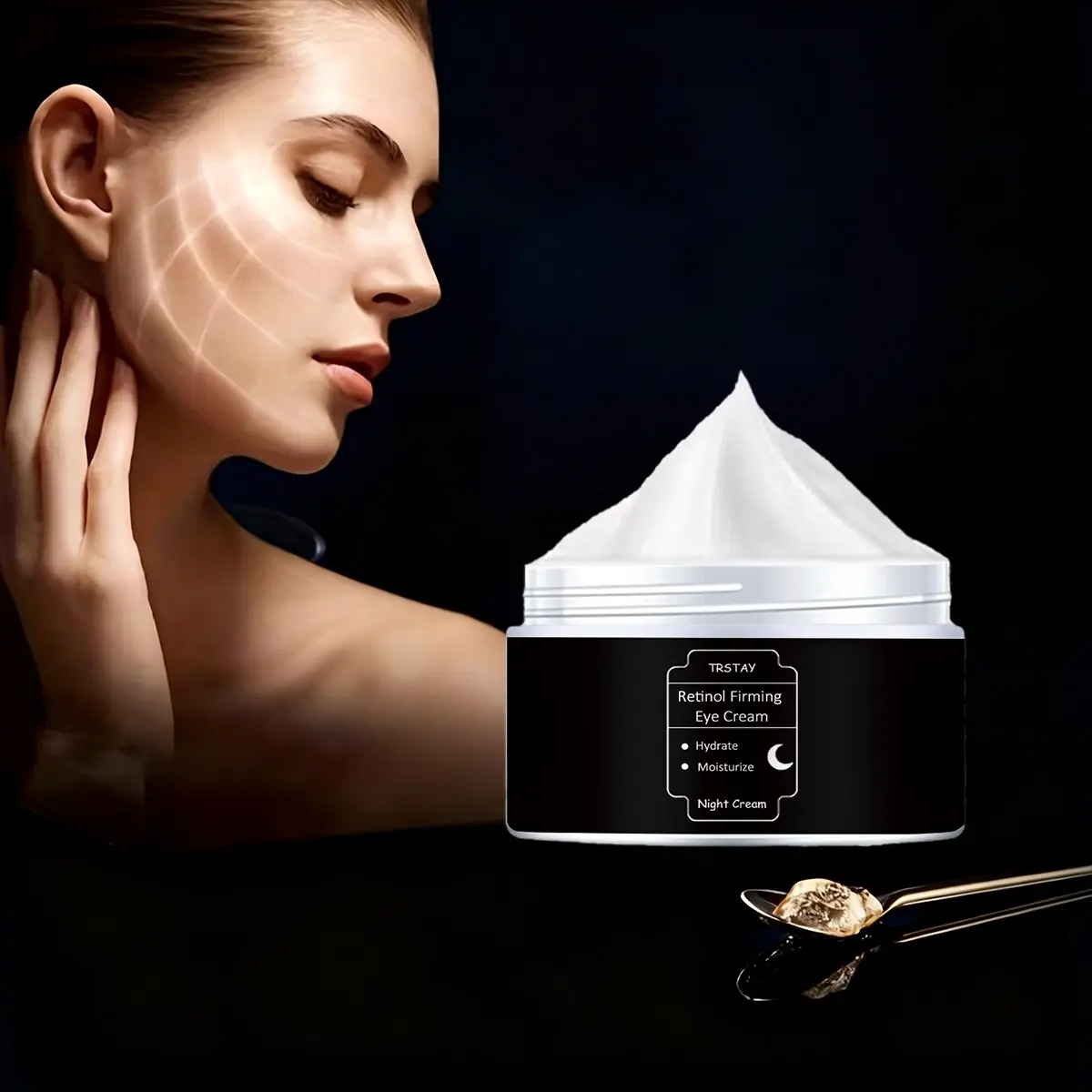 Trstay Retinol Lifting Sleeping Eye Cream, 22:00-06:00 Golden Night Care, Moisturizing, Brightening & Firming Eye Treatment
