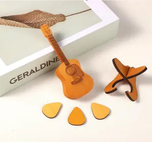 Wooden Guitar Pick Storage Box With Bracket, Portable Guitar Picks Organizer Case, Practical Accessories For Acoustic Guitar