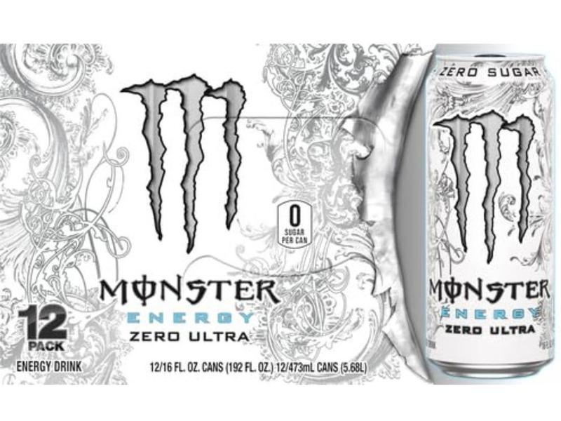 Monster Energy Zero Ultra Sugar Free Energy Drink 16 Ounce Pack Case of 12 or 24 Cans