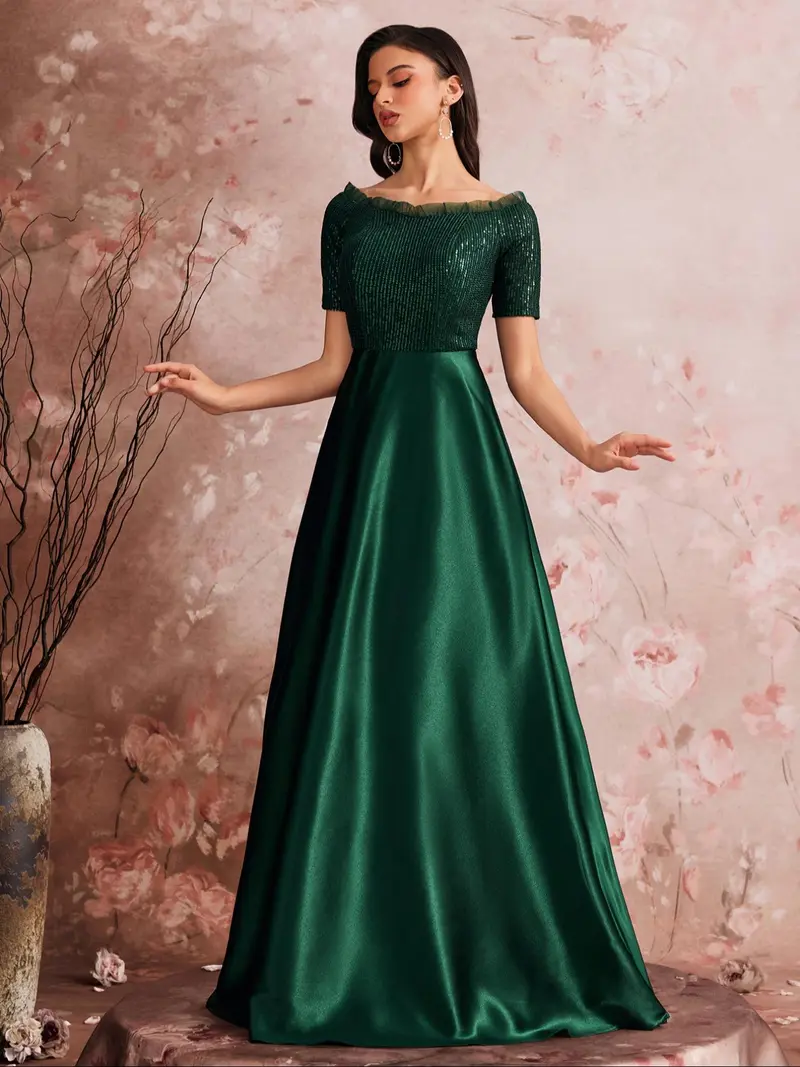 evening dress attire Luxury Women's Elegant Off-Shoulder Beaded Sequin Mermaid Evening Gown Champagne / M