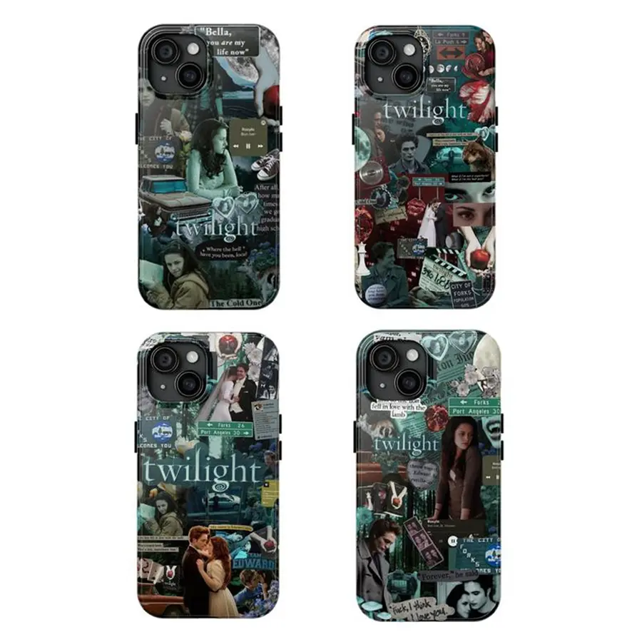 Y-Twilight Vampire Love Phone Case,Twilight Illustration pattern phone case, for iPhone 16 15 14 13 12 11 17Pro Max,for Samsung S25 S24 S23 S22 Ultra,Protective Cover,give her/him a gift for Christmas and Thanksgiving