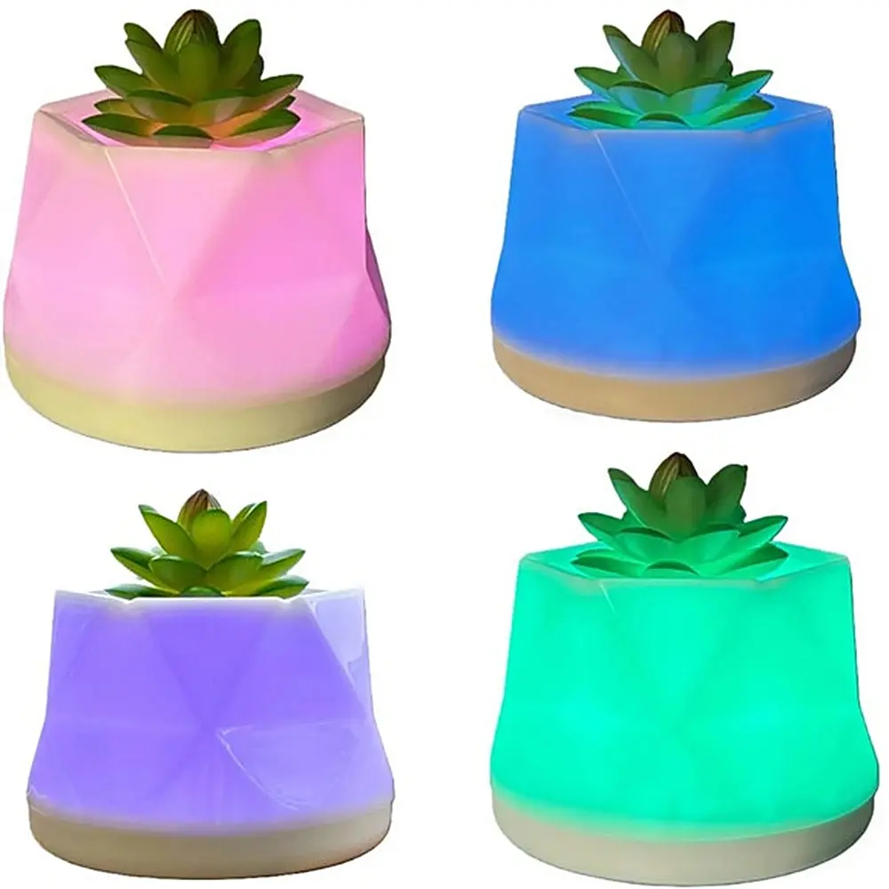 Color-Changing LED Aroma Diffuser - Water-Free, Flameless Succulent Design, Bedroom Mood Light, Soft Night Light, Compact Decor Fit, Glow + Scent Combo for Home Desk Decor