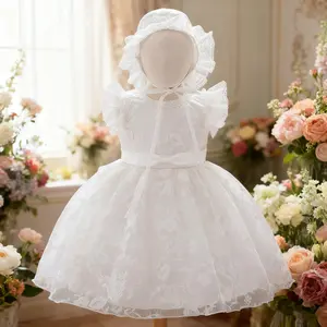 1958 Summer Princess Girls Tutu Dresses Wedding Birthday Dresses For Girl Pearl Bow Baby Girls Gown