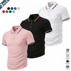Men’s 3-Pack Quick Dry Short Sleeve Polo Shirts – Breathable Stretch Casual Golf Tops