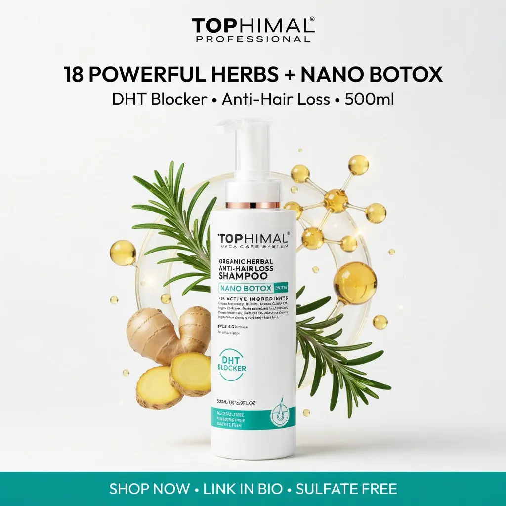 Tophimal Organic Herbal Nano Botox Shampoo 18+ Active Ingredients Sulfate-Free Paraben-Free Hair Repair Therapy with Biotin & Nano Botox Technology