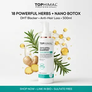 Tophimal Organic Herbal Nano Botox Shampoo 18+ Active Ingredients Sulfate-Free Paraben-Free Hair Repair Therapy with Biotin & Nano Botox Technology