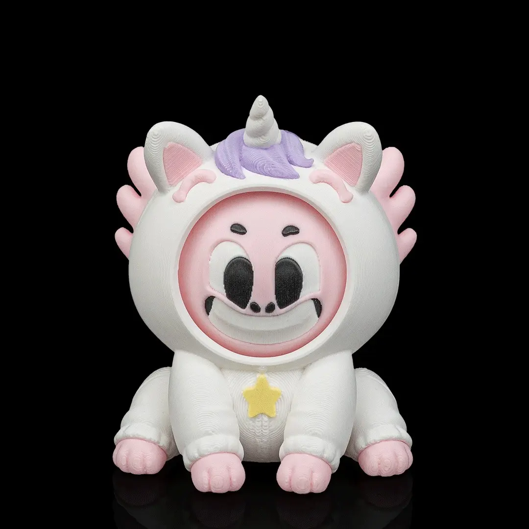 Cute Unicorn Axolotl Miniature Figurine - Pastel Kawaii 2-Face Desk Decor Charm, Star-Themed Home Decor Statue for Desk Display, Ideal Gift