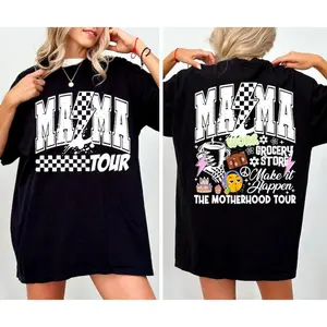 100% cotton Motherhood Tour T-Shirt, Punk Mama Shirt Emo Mama Feral Mama Shirt, Retro Mama Lighting Tee, Mothers Day Trendy Mom Tee