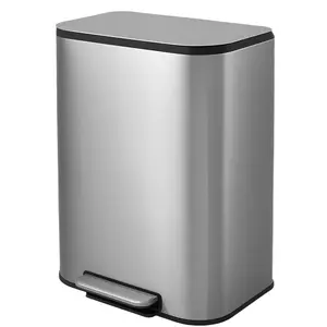 50L/13.2 Gallon Stainless Steel Kitchen Trash Can - Large Capacity with Soft Close Lid, Removable Bucket, Step Pedal, Fingerprint Resistant