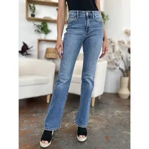 Judy Blue Full Size Mid-Rise Waist Straight Jeans Basic Denim