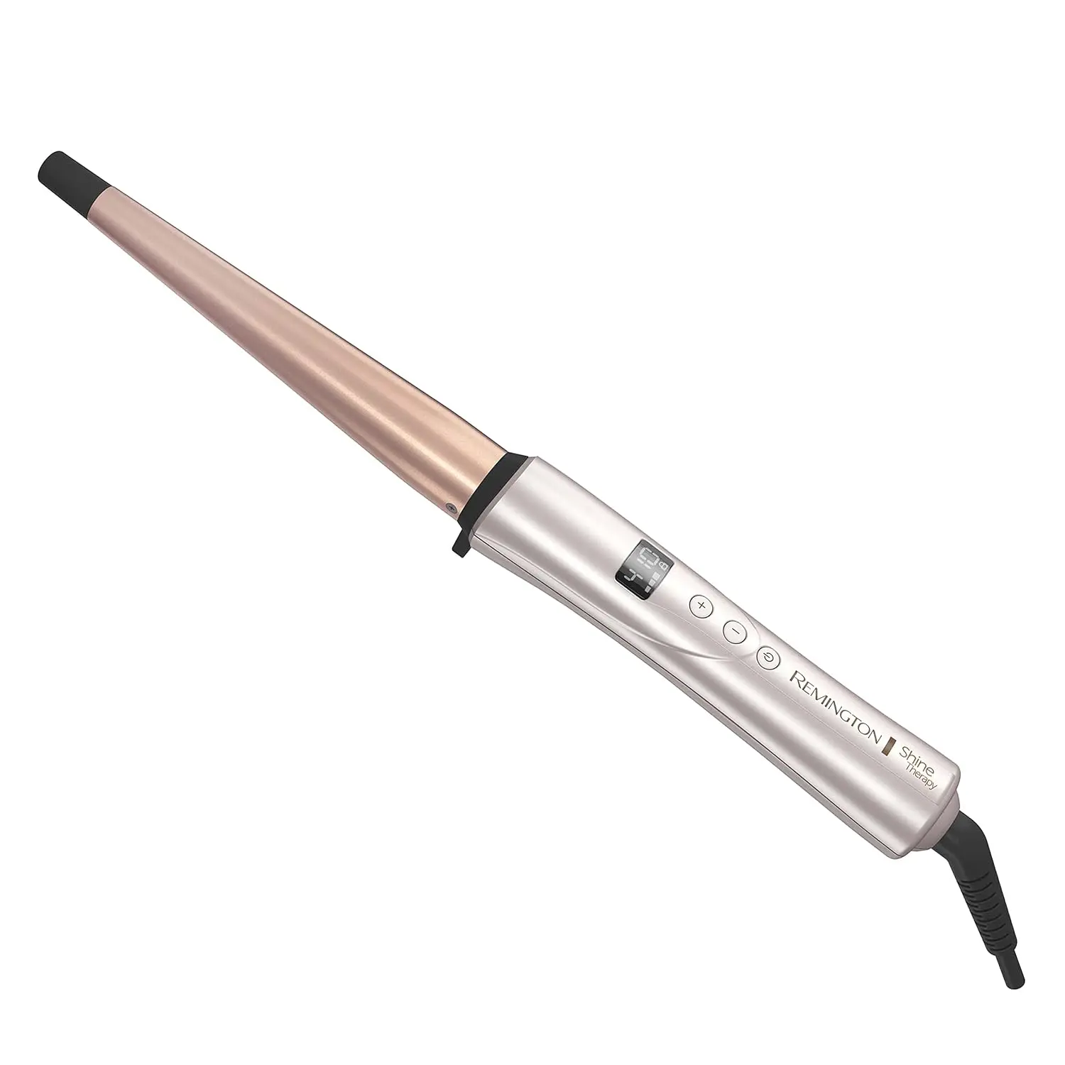 Remington Shine Therapy Argan Oil & Keratin Infused ½-1 Inch Tapered Curling Wand for Natural Curls, Includes Heat Glove | Champagne Color, 30-Second Heat Up, 10 Digital Heat Settings, infused for natural curl results