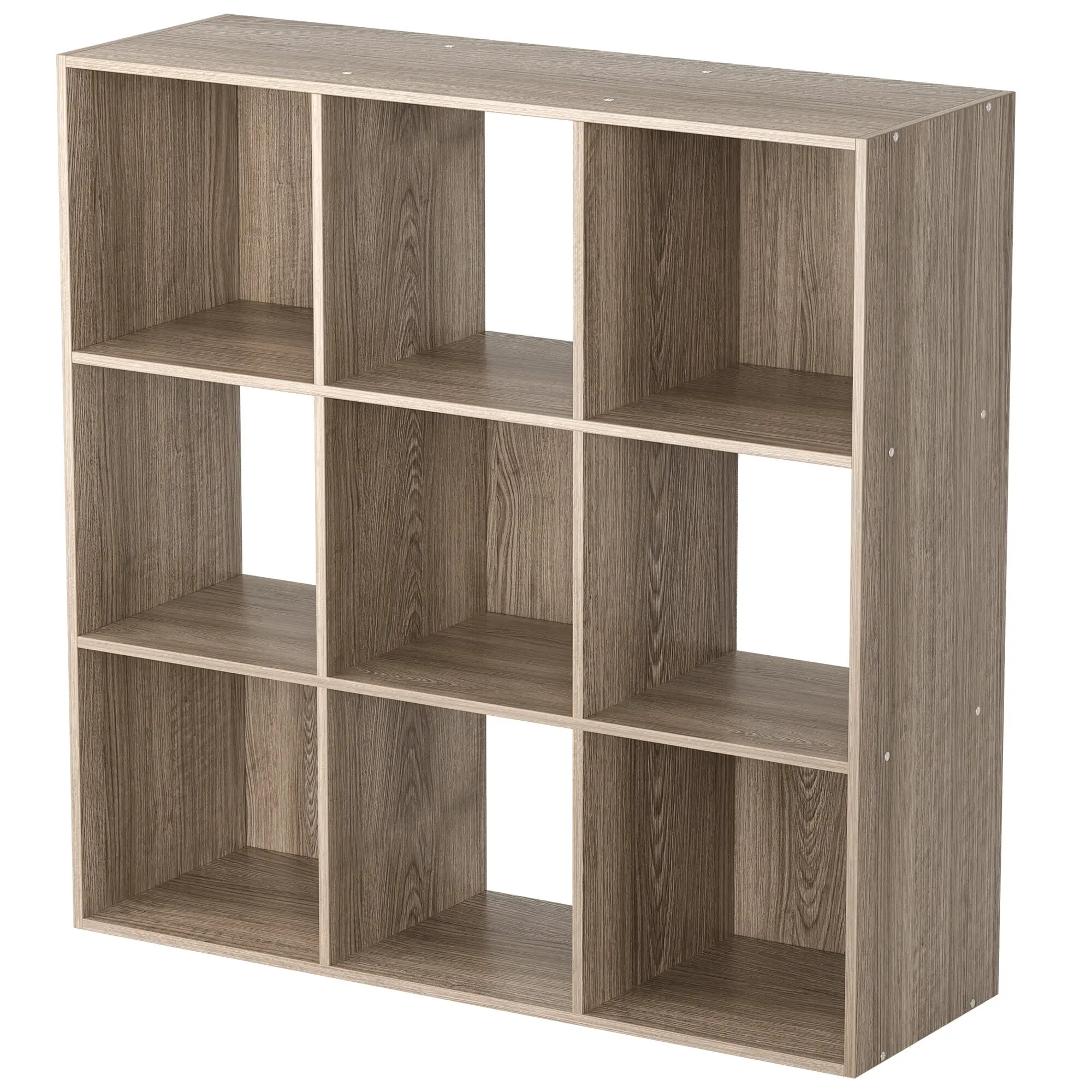 SUPERDEAL 3x3 Wood Grain Stackable Bookshelf - Indoor Storage Cubes, 44lbs Max Load Capacity