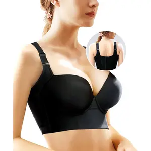 Women's Push Up Bra,Full-Coverage Underwire Bra,Hide Back Fat Deep Cup Bra,Smoothing T-Shirt Bra,Sculpting Uplift Bra Plus Size Push Up Sport Bra