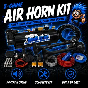 2-Chime 3-Liter Air Horn Kit | 12-Volt DC | 3-Liter 120 PSI Air System | Truck & Car Accessories