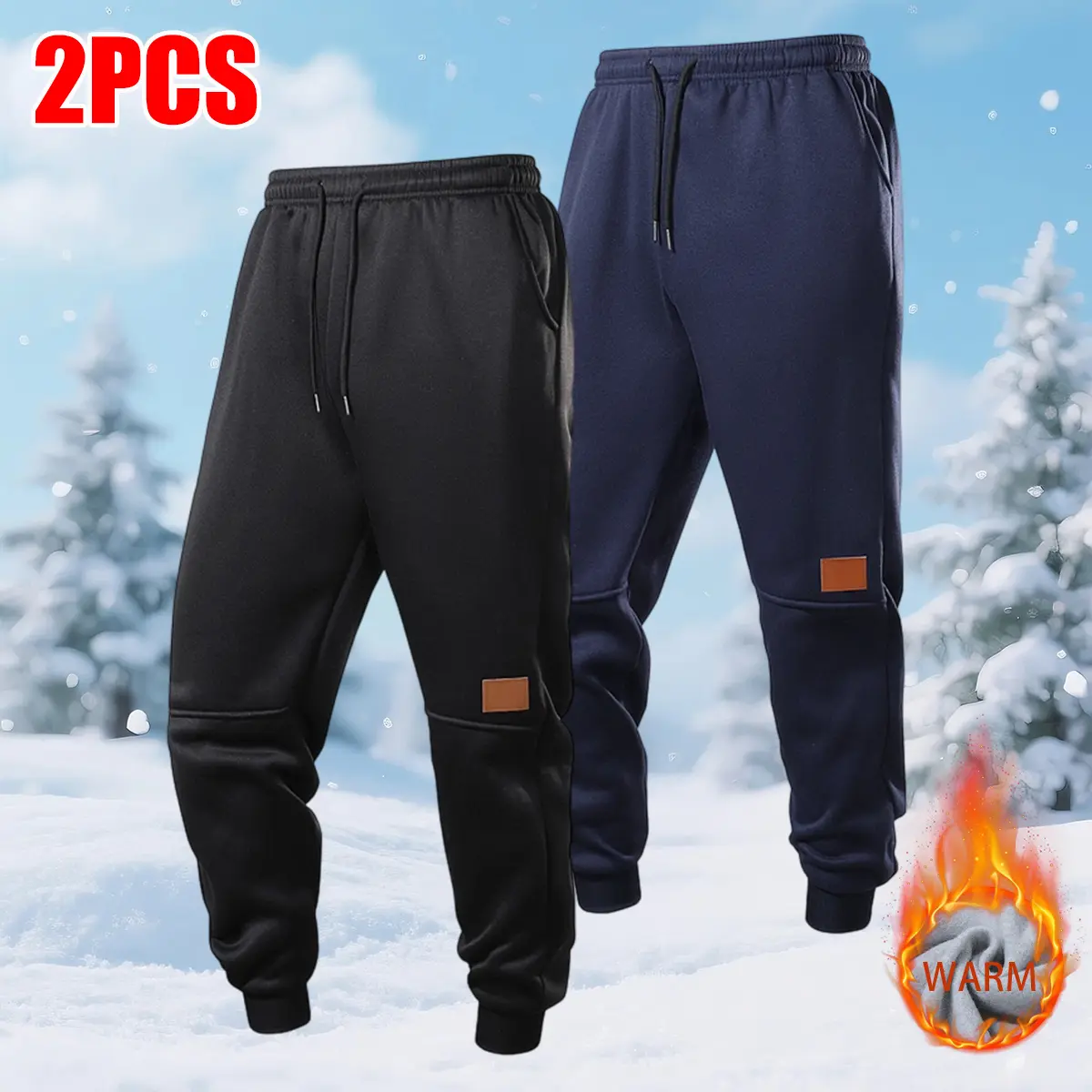 JOGWAVE Unisex Fleece-Lined Thick Casual Athletic Sweatpants - Loose Fit, Elastic Drawstring Waistband, Side Pockets, for Autumn/Winter Fitness, Running, Casual Wear, Men's Sports Pants