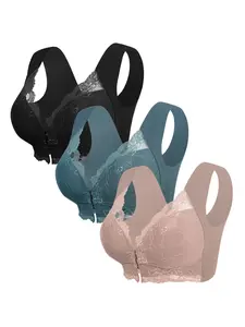 Elegant Women's Wireless Push-Up Bra Set, 3-Piece, Medium Support, Breathable, Perfect Fit, Casual Daily Wear, All Seasons