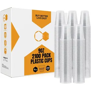 2100Pack 9oz Disposable Plastic Cups Bulk, Party Drinking Cups,Plastic Party Cups, Disposable Cups for Wedding,Thanksgiving and Any Parties