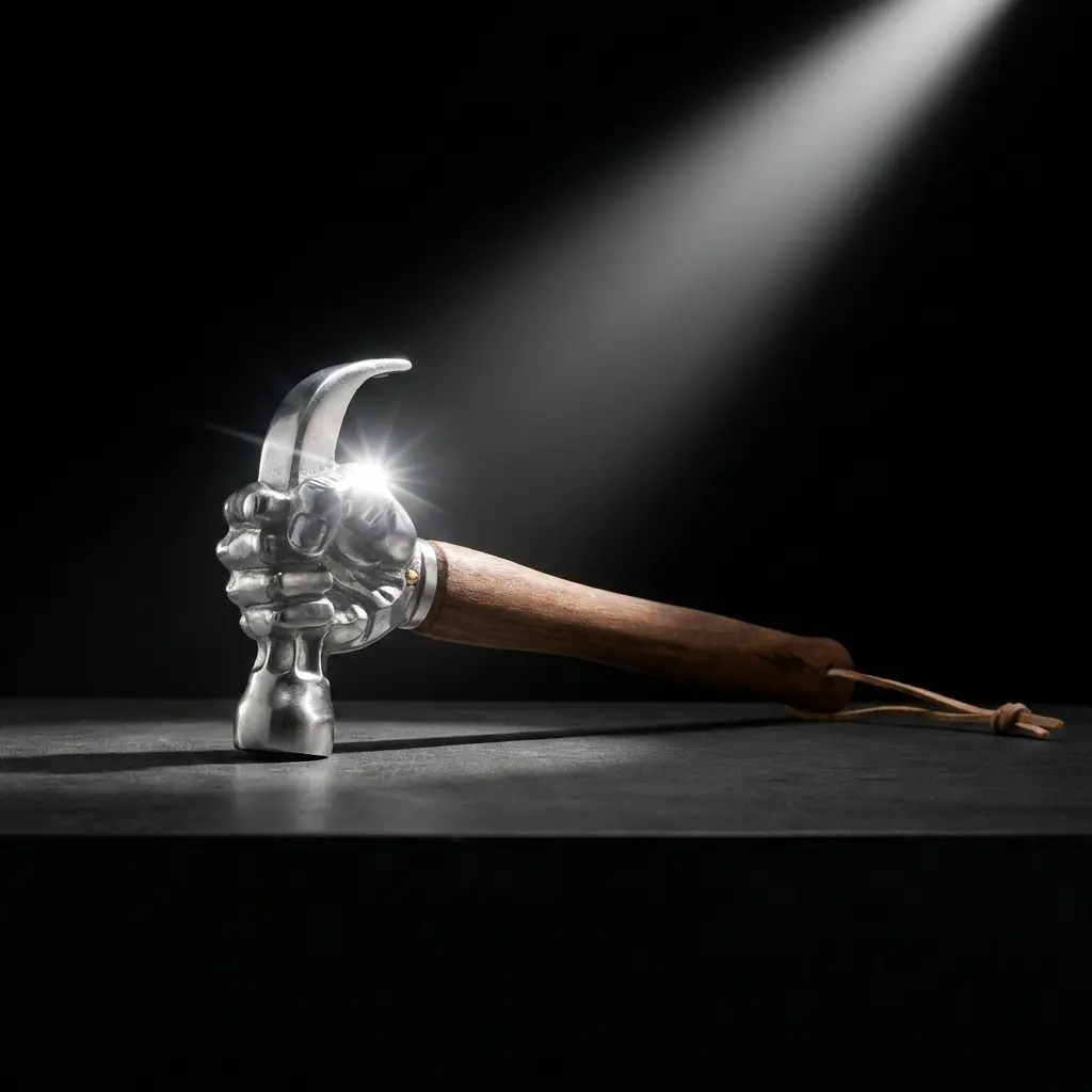 Unique Fist-Shaped Claw Hammer - Solid Metal Head, Walnut Wood Handle, Functional Hand Tool, Cool Collectible Gift for Men, Ideal for Labor Day, Thanksgiving, Christmas Birthdays