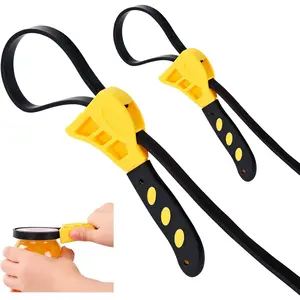 Rubber Strap Wrench Set 2-Piece Adjustable Oil Filter Wrench 24" & 19.7" with Reinforced Belt, Universal for Jars, Plumbing, Shower Head, Water Filter, Pipe Nut Removal