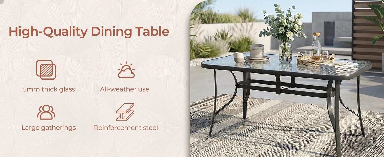 Arlopu 7 Pieces Patio Dining Set, Outdoor Table and Chairs W/1.69″ Umbrella Hole, 30"X 55" Table and Stackable Textilene Chair, All Weather Patio Furniture Set (Umbrella not Included)