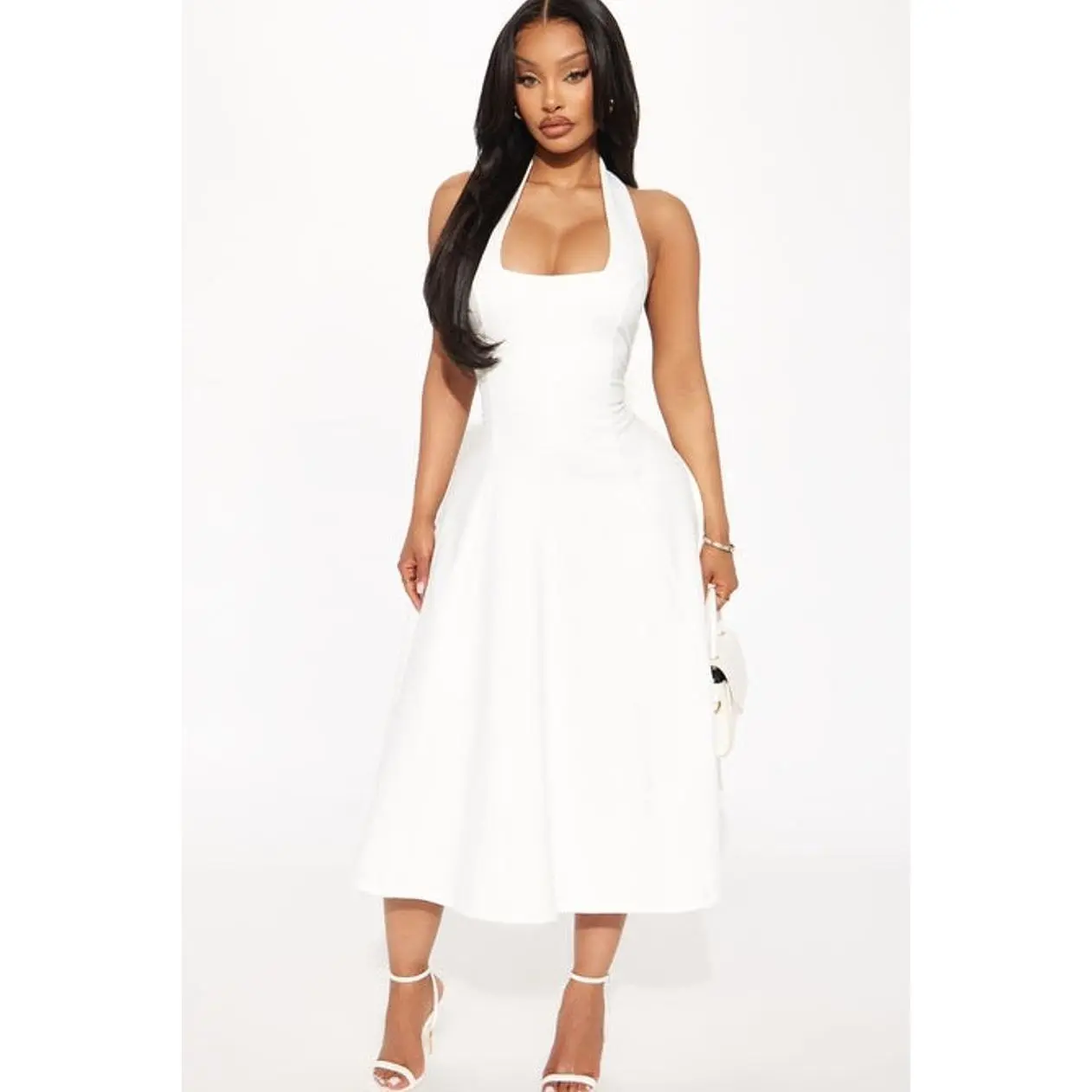Mabel Ponte Midi Dress - White