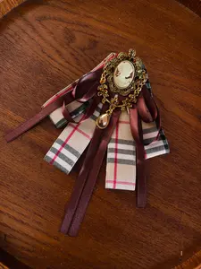 Elegant Vintage Women's Plaid Bow Tie with Shiny Sequins and Cross Decorations, Perfect for Parties, Stage Performances, Hostess Events, Plaid Print Tie