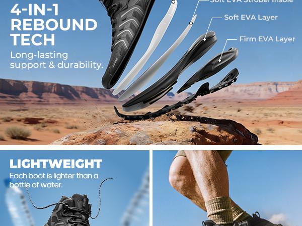 NORTIV 8 Men's Waterproof PRO Hiking Boots Lightweight Outdoor Trekking Camping Climbing Shoes for All Day Comfort Armadillo FieldLite