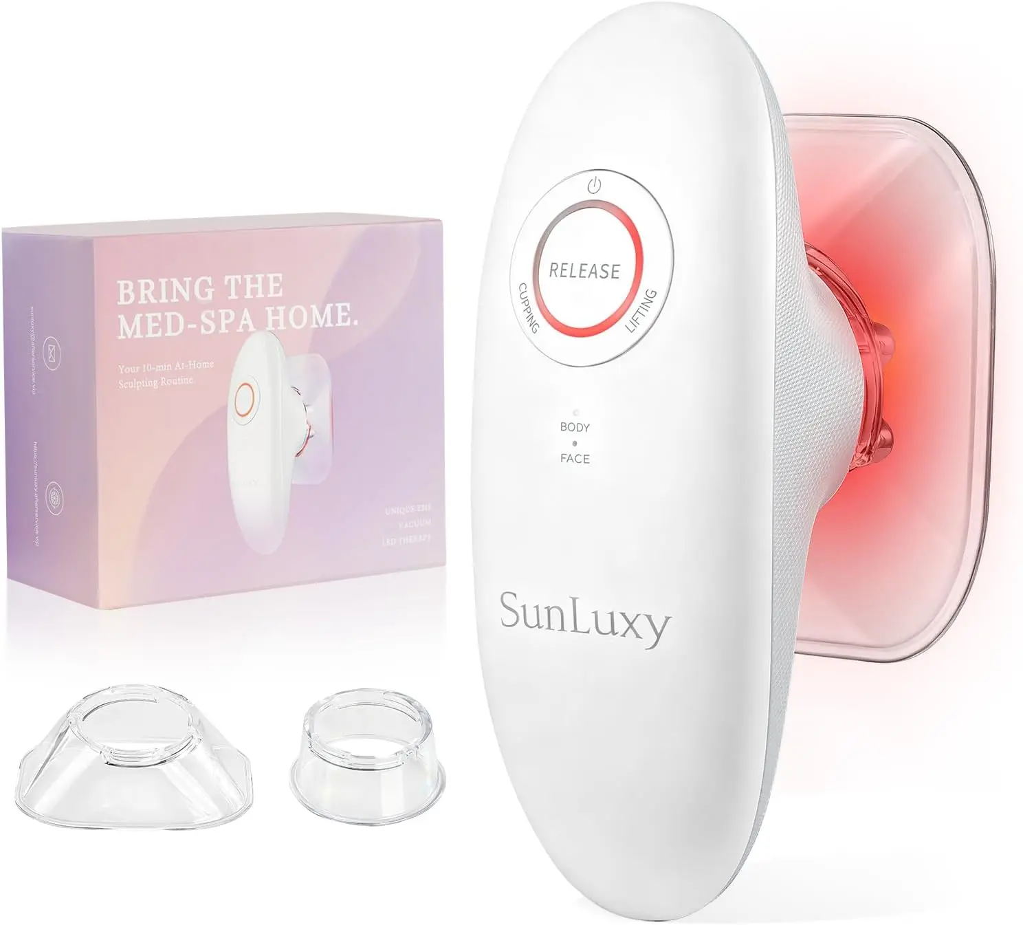 3-in-1 Red Light Therapy Cupping Machine for Facial Firming & Skin Rejuvenation, Battery Powered with 3 Suction Levels, Relaxing Self Care Gift for Women, Self Care Products