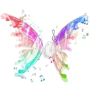 Electric Fairy Wings for Girls, Light Up Moving Butterfly Wings with LED Lights and Music, Toy for Kids as Halloween Valentine Birthday Christmas Party Costume Princess Cosplay Dress Up Gift