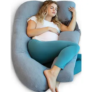 Pharmedoc Pregnancy Pillows, U-Shape Full Body Pillow – Cooling Cover Dark Grey – Pregnancy Pillows for Sleeping – Body Pillows for Adults, Maternity Pillow and Pregnancy Must Haves