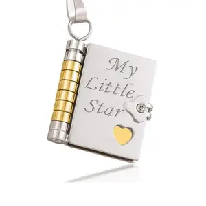 My Little Star Inspirational Book Locket Necklace for Daughter Son Stainless Steel Laser Engraved Quotes Christmas Birthday Graduation Keepsake 30g