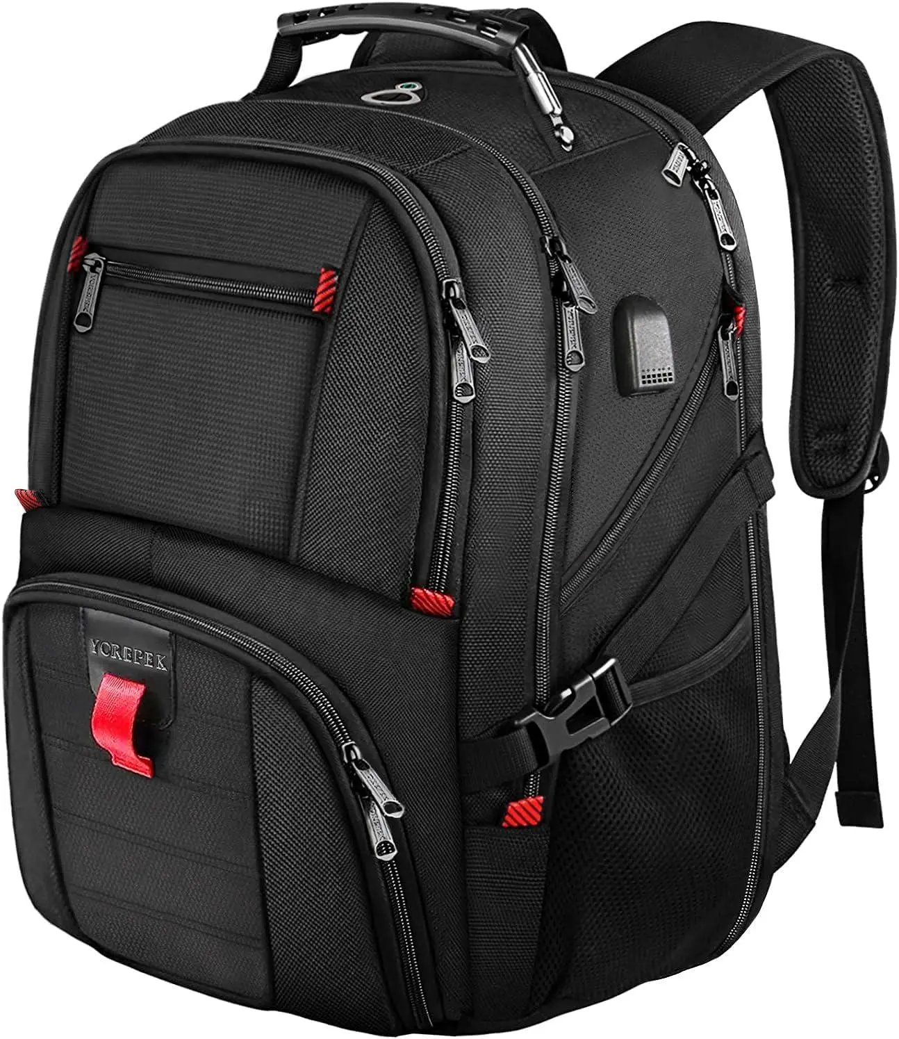 back-pack off computer travel backpack with usb charging por Lekespring Slim Laptop for Men, 15.6 Inch Expandable Business Backpack Port, 1.54Lbs Lightweight Work Bag, 600D Waterproof Durable Backpack, Black : Electronics the USB port is solely for easy access to charging setups Backpack for Men Slim &