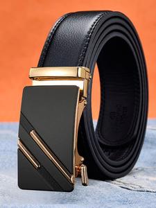 men's plain color business pu leather belts as gift, adjustable trendy versatile buckle belt , clothes accessories for work & daily use summer