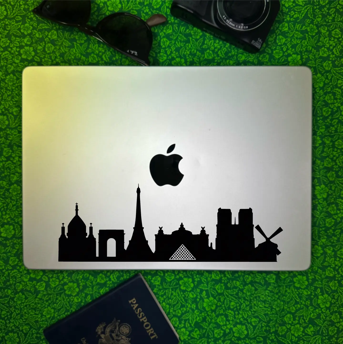 Paris Skyline Decal Sticker - Waterproof Transparent Vinyl - 4x11 Inches - Perfect for Phones Laptops Cars & More - Color Changing Option Available