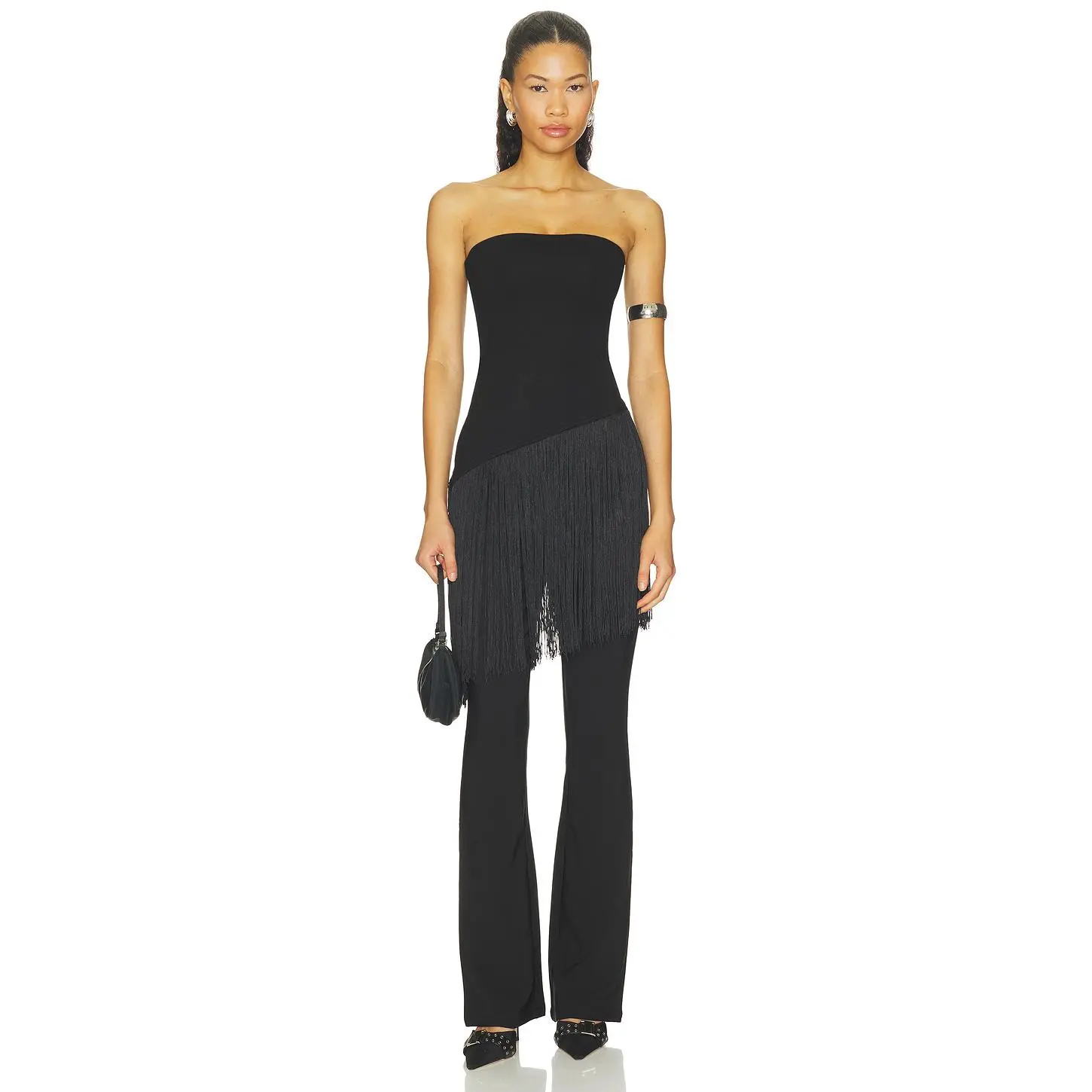 MORE TO COME Martini Fringe Top in Black