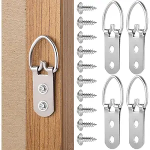 20 count Heavy Duty D-Ring Picture Hangers,  Strap Hanger with Screws Kit, 2 Holes Hanging Hardware for Hanging Picture Photo Frame-