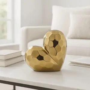 Gold / Brass Ceramic Heart Sculpture