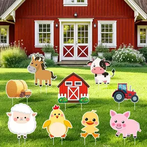 Farm Animal Party Yard Signs Set, Perfect for Birthdays & Barnyard Showers, Fun Decoration for Any Farm-Themed Event
