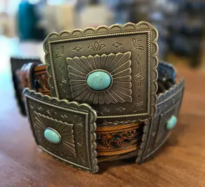 1 1/2" Pierced Rectangle Conchos Tan