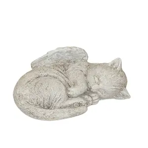 Solid Rock Stoneworks Concrete Cat Memorial Statue for Outdoor Garden