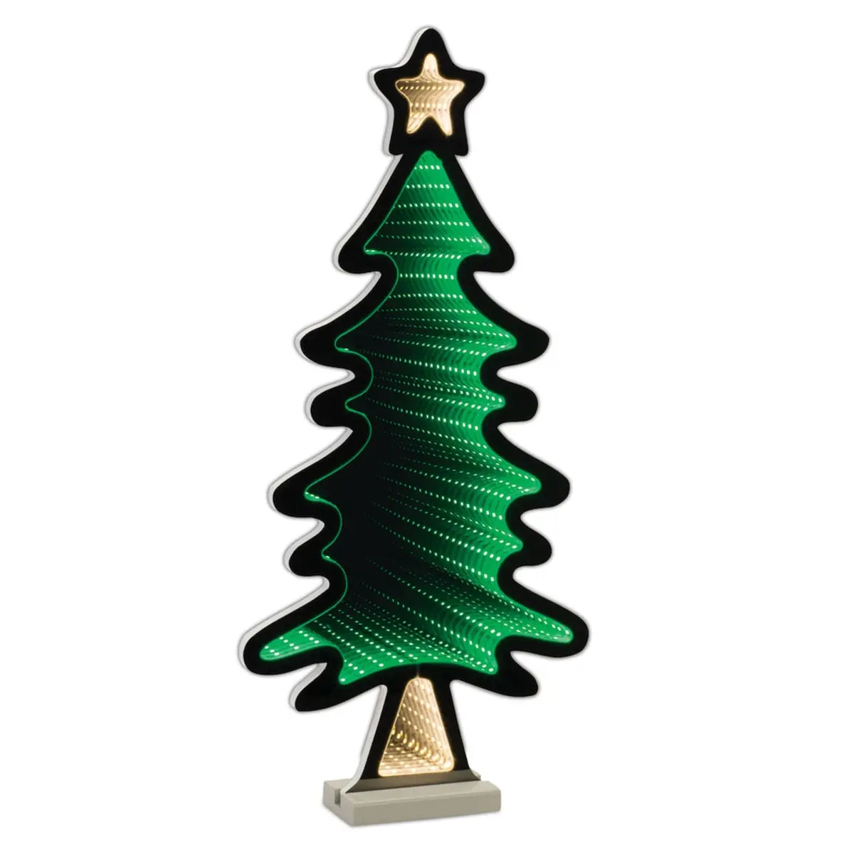 212 MAIN 25-in UL-Plug Plastic Christmas Tree with Star Infinity Ekko Tree Lights, Green & White Traditional Holiday Indoor Home Decoration (11.5 x 3 x 25 in), Acrylic