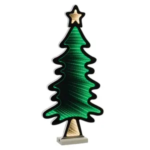 212 MAIN 25 in. Acrylic UL-Plug Christmas Tree with Star Infinity Light, Green & White Traditional Festive Home Decoration
