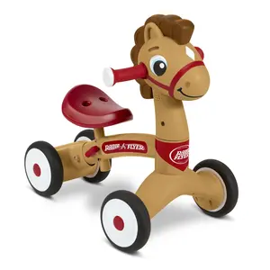 212 MAIN Radio Flyer 643Z Lil Racers Percy the Pony Dog Ride On Car - Friendly Face, Front Steering, Stable Wheels, Interactive Lights, Indoor/Outdoor Use (Brown Box)