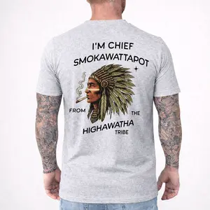 I’M Chief Smokawattapot T Shirt | Vintage Tribal Chief Illustration With Bold Back Print Detail | Playful Retro Heritage Inspired Statement | Unisex T Shirt For Men And Women